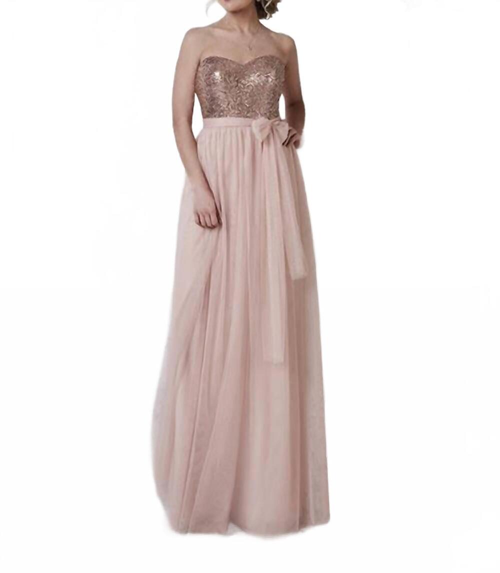NEW CHRISTINA WU sweetheart neck bridesmaid gown in champagne/blush pink